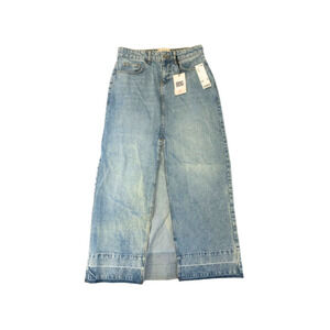 BDG Urban Outfitters Skirt Maxi Denim Jeans Raw Hem Distressed A-Line Blue Small